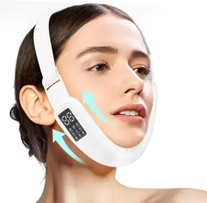 Electric Double Chin Device and V-Face Machine with 8 Modes and 15 Gear Adjustable Intensities - Intelligent Double Chin Machine for V-Face - White