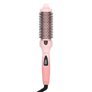 Dovza Ionic Dual Voltage Hair Dryer Brush 1.5 Inch with LED Display 300°F-410°F for Different Hair Types 120-240V Dual Ceramic PTC Heating Technology