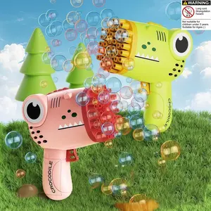 Automatic 40-Hole Dinosaur Bubble Blower Toy, Handheld Bubble Maker, Beach Pool Party Outdoor Grass Family Interaction Game, Birthday Gift with 60ML Bubble Liquid