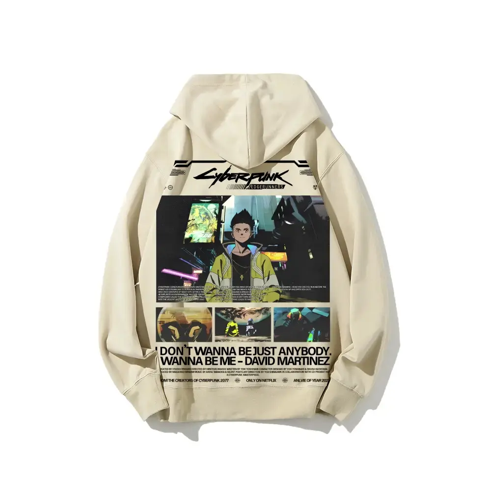 Men's Cyberpunk Edgerunners David Print Pullover Hoodie, Pure Cotton Long Sleeve Sweatshirt, Soft Skin-Friendly Breathable Street Fashion Anime Merch, Independent Design Menswear Tops ```