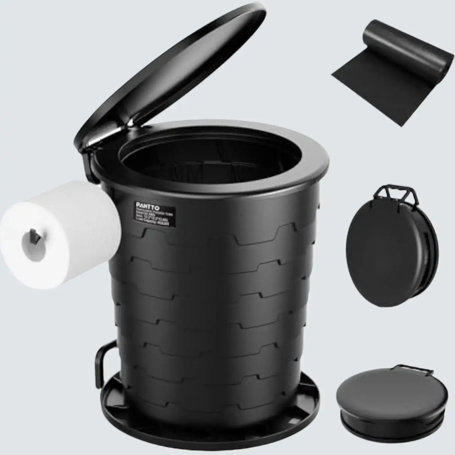 Retractable Porta Potty for Camping - PAHTTO Portable Toilet for Adults with Lid and Toilet Paper Holder - Strong, Durable and Reliable