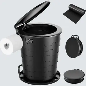 Retractable Porta Potty for Camping - PAHTTO Portable Toilet for Adults with Lid and Toilet Paper Holder - Strong, Durable and Reliable