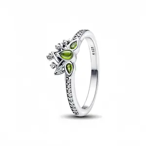 S925 Sterling Silver Princess Tiana Tiara Ring,Fit For Charm Necklace,Anniversary Gift ,Gifts For Her