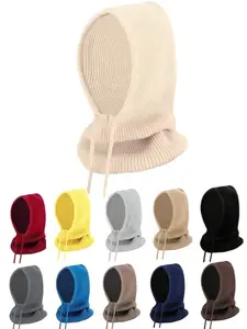 Unisex Beanie Hat, Fall & Winter Warm Knit Cap, Face Covering, Headcover and Windproof Ear Protection, Adjustable Fit for Large Head Sizes, Adjustable Headwear
