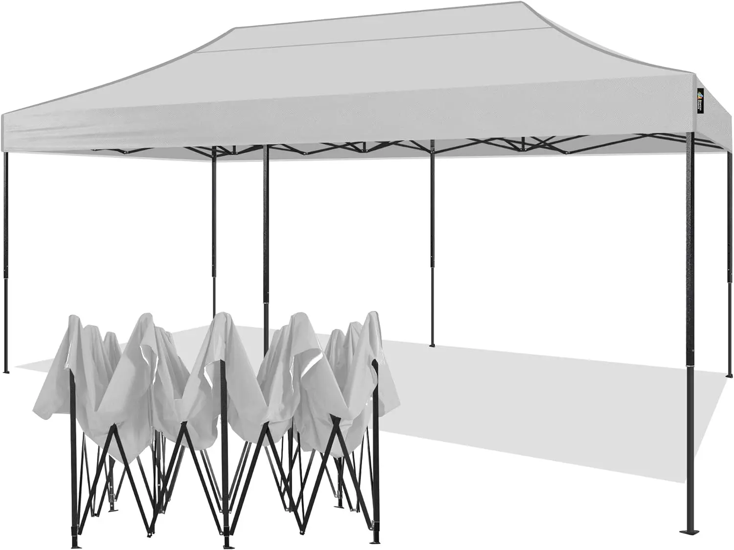 AMERICAN PHOENIX 10x20 Canopy Tent Pop Up Portable Instant Commercial Heavy Duty Outdoor Market Shelter (10'x20' (Black Frame), White)