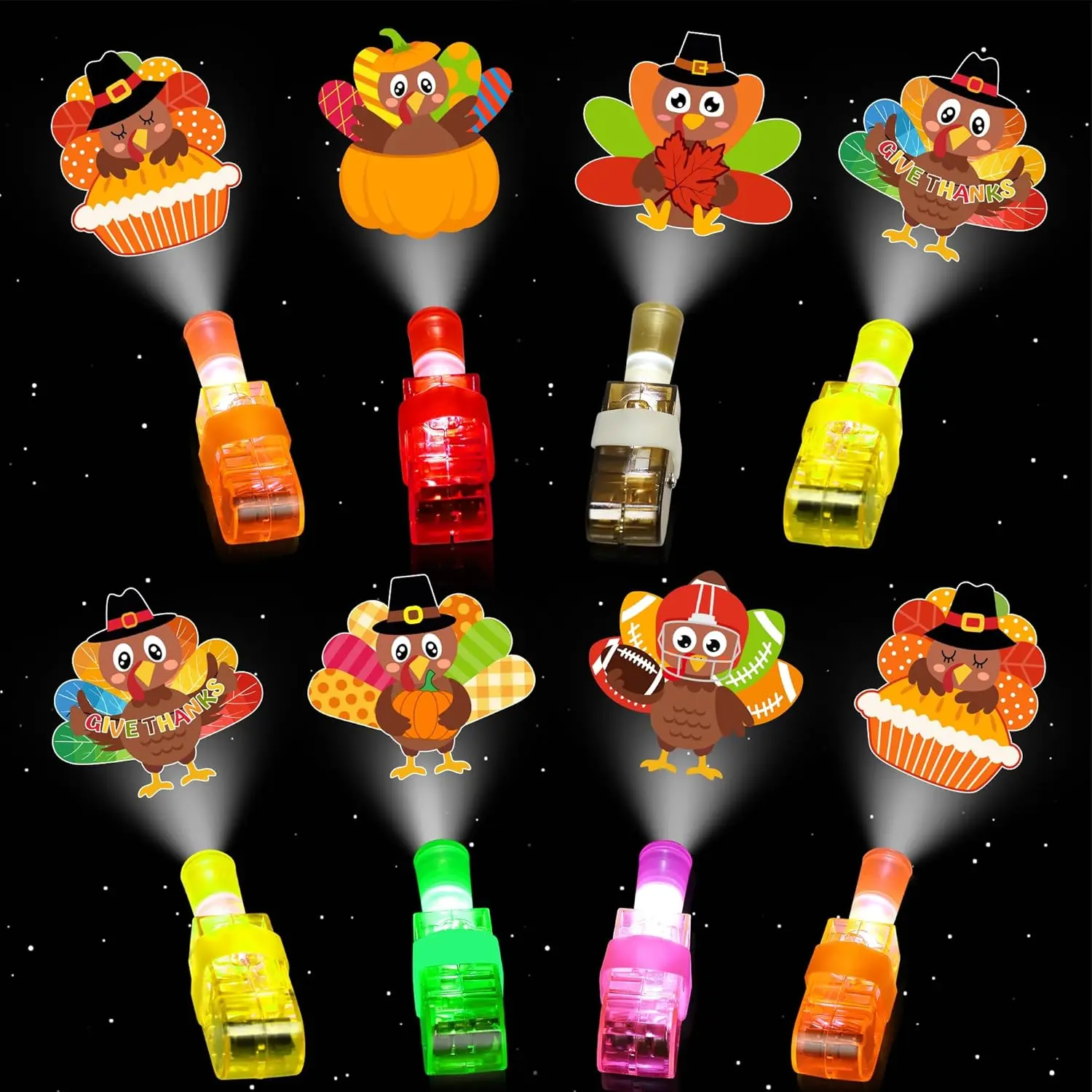 Halloween Fall Gift Fall Festival Thanksgiving Party Favors Prizes, 36Pcs Finger Lights for Kids Fall Treats Goodie Bags Pinata Stuffers Turkey Light Up Toys Bulk Thanksgiving Toys Games Friendsgiving Party Favors Gifts