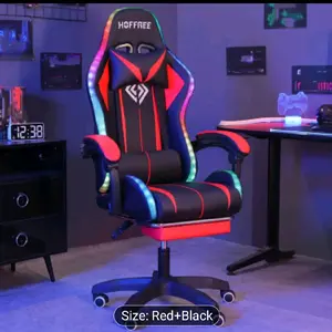 LED Gaming Chair with Wireless Speakers & Massage Function - 397lb Capacity Heavy-Duty Reclining High Back Desk Chair,