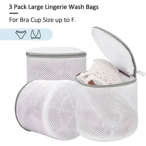 Laundry Mesh Bra Wash Bags – Lingerie Underwear Delicates Protector, 3-Pack, Durable Zippered Laundry Bag for Washer, Travel & Home