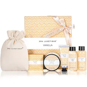 6pc Vanilla Bath and Body Care Gifts Set For Women With Body Lotion, Shower Gel, Bubble Bath, Hand Cream