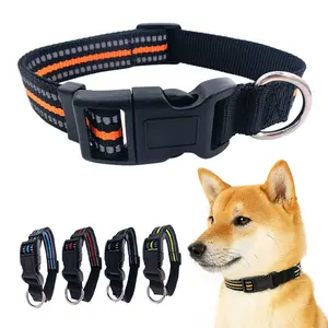 Heavy-Duty Reflective Dog Collar with Quick-Release Buckle. Made with Soft Nylon for a Comfy, Adjustable Fit for All Dog Sizes Durable Visibility Night Walks dog accessories rakai dog collar