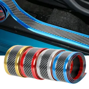 1M Car Door Sill Protector Carbon Fiber Pattern Scuff Plate Sticker Anti Scratch Kick Mat Guard for Door Step Bumper Trunk Entry Protective Trim