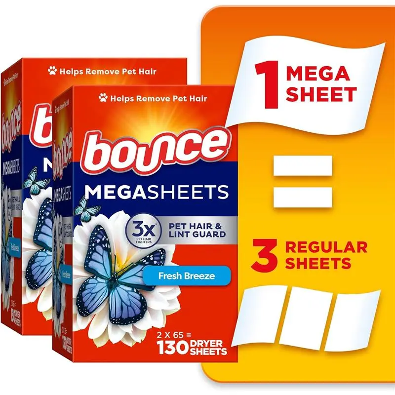 Mega Pack 130 Dryer Sheets – Long-Lasting Fresh Breeze Scent