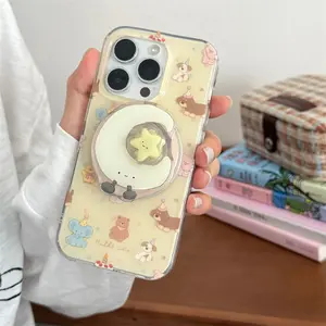 IPhone13/14/16/17 Pro Max | Yellow background full screen doll | Magnetic star holder | Best friend gift | Suitable for iPhone 11 12 13 14 15 16 17 Pro Max Protective Cover Protector Casing Protection