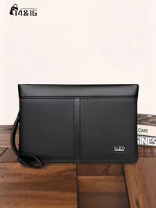 Men's Handbag with Wrist Strap, Simple Fashion Design, Ideal for Daily Commute, Stores Phone Keys Coins, Wallet Envelope Bag, Wallet Clutch
