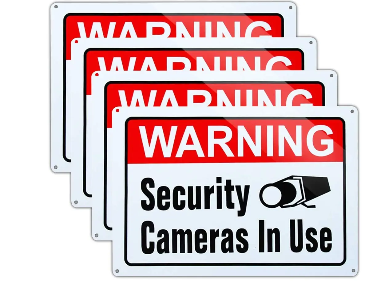 2-Pack 10x14 In Aluminum UV Ink Printed Warning Video Surveillance Sign - Graffiti-Resistant, Paint-Safe, Wood/Gate Mountable for Home & Business Security
