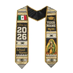 Personalized Mexico Flag Graduation Stole with Name School Year, Class of 2026 Cultural Sash, Senior Gift for College High School Ceremony