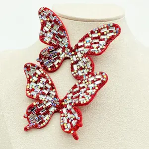 Water Drill Butterfly Hand Sewn Decorations, DIY Clothing Shoes Hat Bag Hair Accessories, Pack of 2, Fashionable & Versatile, Butterfly Charms, Bead Sequin, Stylish Playful Charm, DIY With Charms