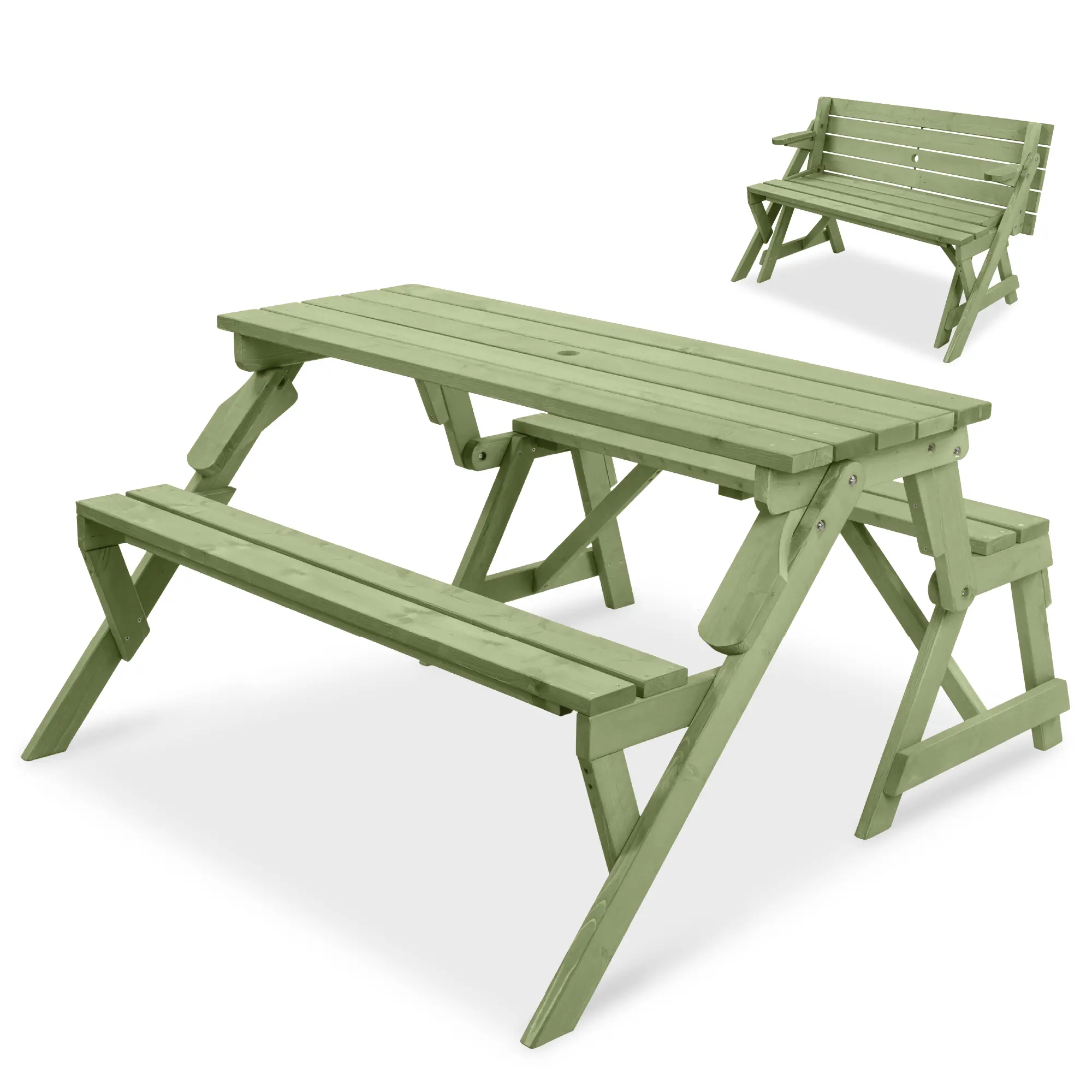 Best Choice Products 2-in-1 Outdoor Interchangeable Wooden Picnic Table/Garden Bench for w/ Umbrella Hole Best Choice Products 2-in-1 Outdoor Interchangeable Wooden Picnic Table/Garden Bench for w/ Umbrella Hole