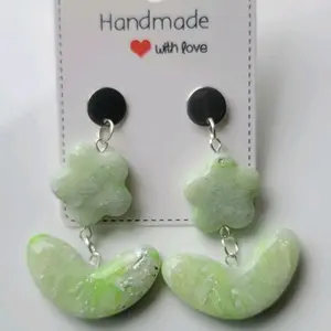Handmade Polymer Clay Flower Dangle Earrings
