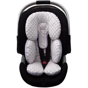 Infant Car Seat Head Neck Body Support, Ultra-Soft Minky and Microfiber Newborn Car Seat Insert, Perfect for Car Seat, Stroller, 2-in-1 Reversible, for Boys and Girls, Gray