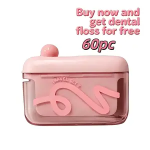 【Free 60 pieces of dental floss】Travel-sized storage case - features an automatic pop-up dispenser, portable and refillable, perfect for oral care at home, in restaurants, and while traveling.trinket trade box.home essentials.mini gifts outdoorfun