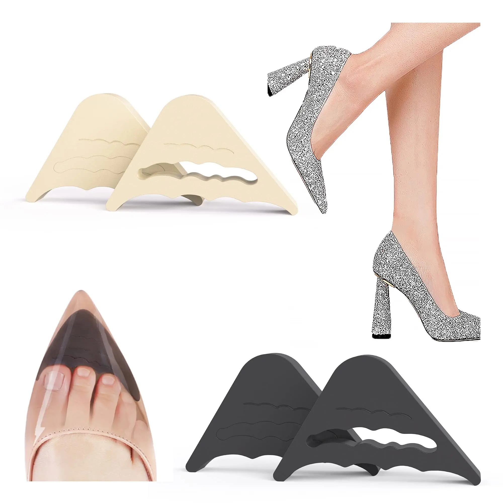 2 Pairs Adjustable Toe Filler Pads. Soft Sponge Toe Cushion Inserts Fit High Heels, Casual Shoes, Flat Shoes And Sneakers. Reusable Toe Gap Fillers For Loose Shoes, Effectively Improve Wearing Comfort. Toepads