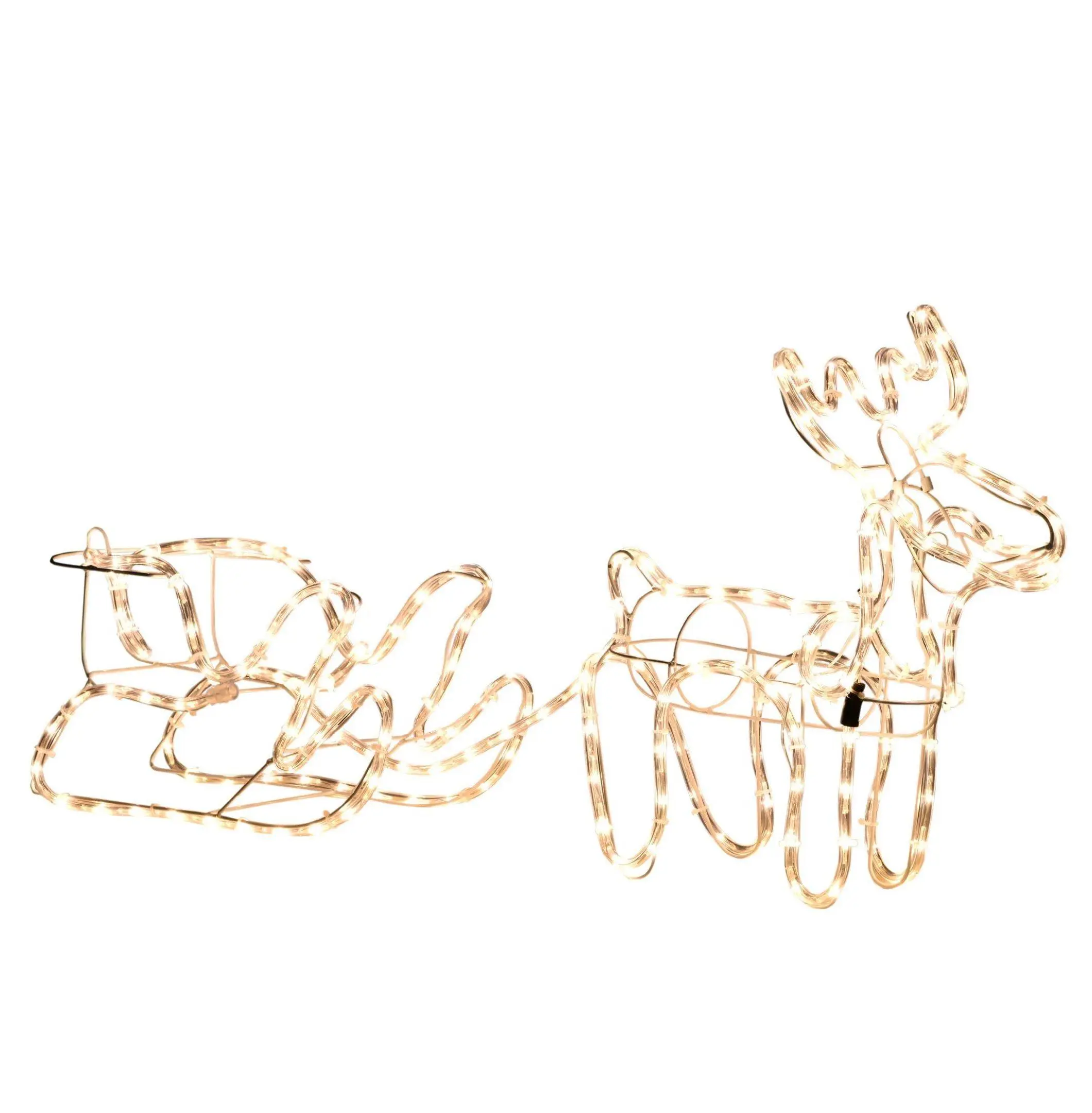 LED Christmas Reindeer Sleigh Decoration 35 Lights Outdoor Yard Decor Warm White Steel
