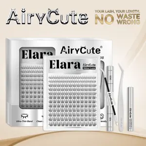 Elara | AiryCute Natural Wear Lash Clusters | Ultra-Soft Seamless Thin Band, Waterproof, Long-lasting | Perfect For Beginners | Easy, Natural Glam Look | Stay Comfy And Secure All Day | Must-Have Clusters