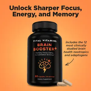 Brain Booster Plus | Memory, Focus & Clarity | Lion’s Mane Mushroom, Neuro Energy & Cognitive Support | 60 Capsules