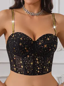 Women's Starry Body Shaping Vest, Adjustable Straps, Contemporary Style, Multi-Row Hooks, All Seasons, Underwear Bra Top, Shapewear