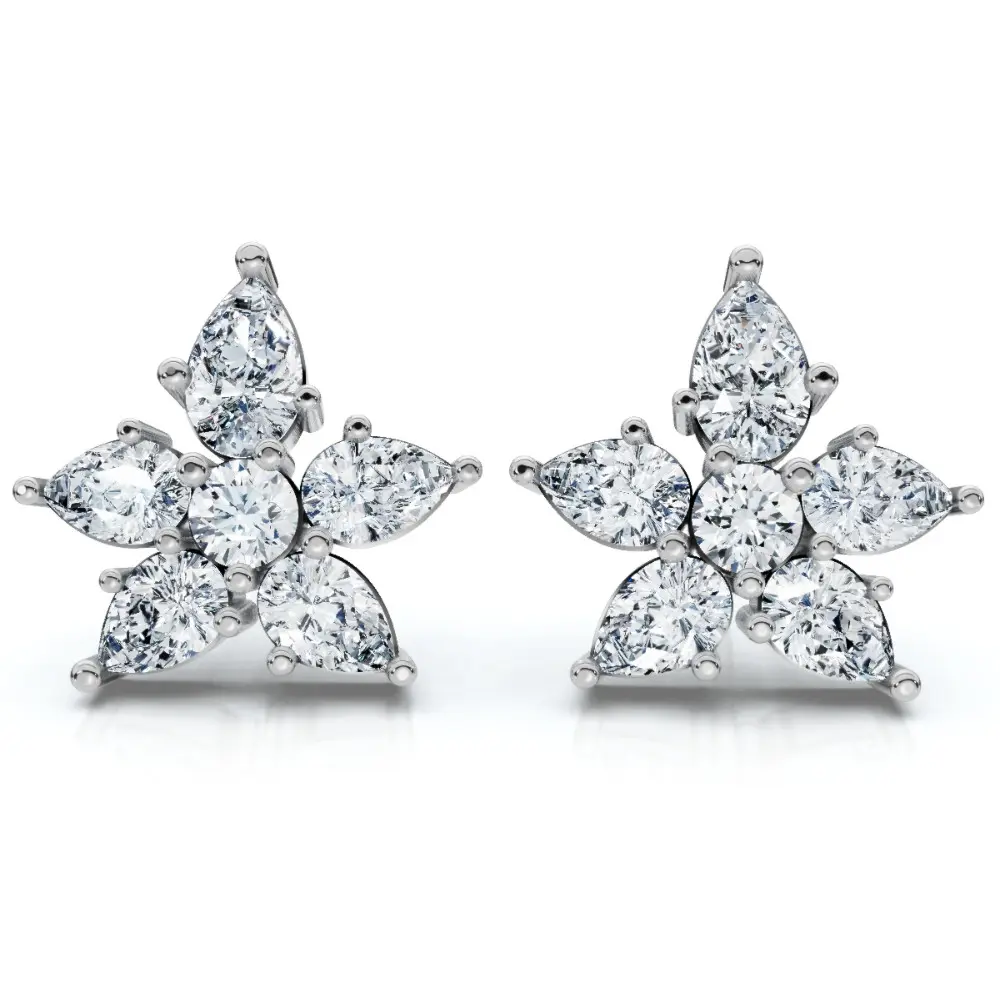 2Ct Pear Shape Cluster Diamond Earrings 14k Gold Lab Grown Women's