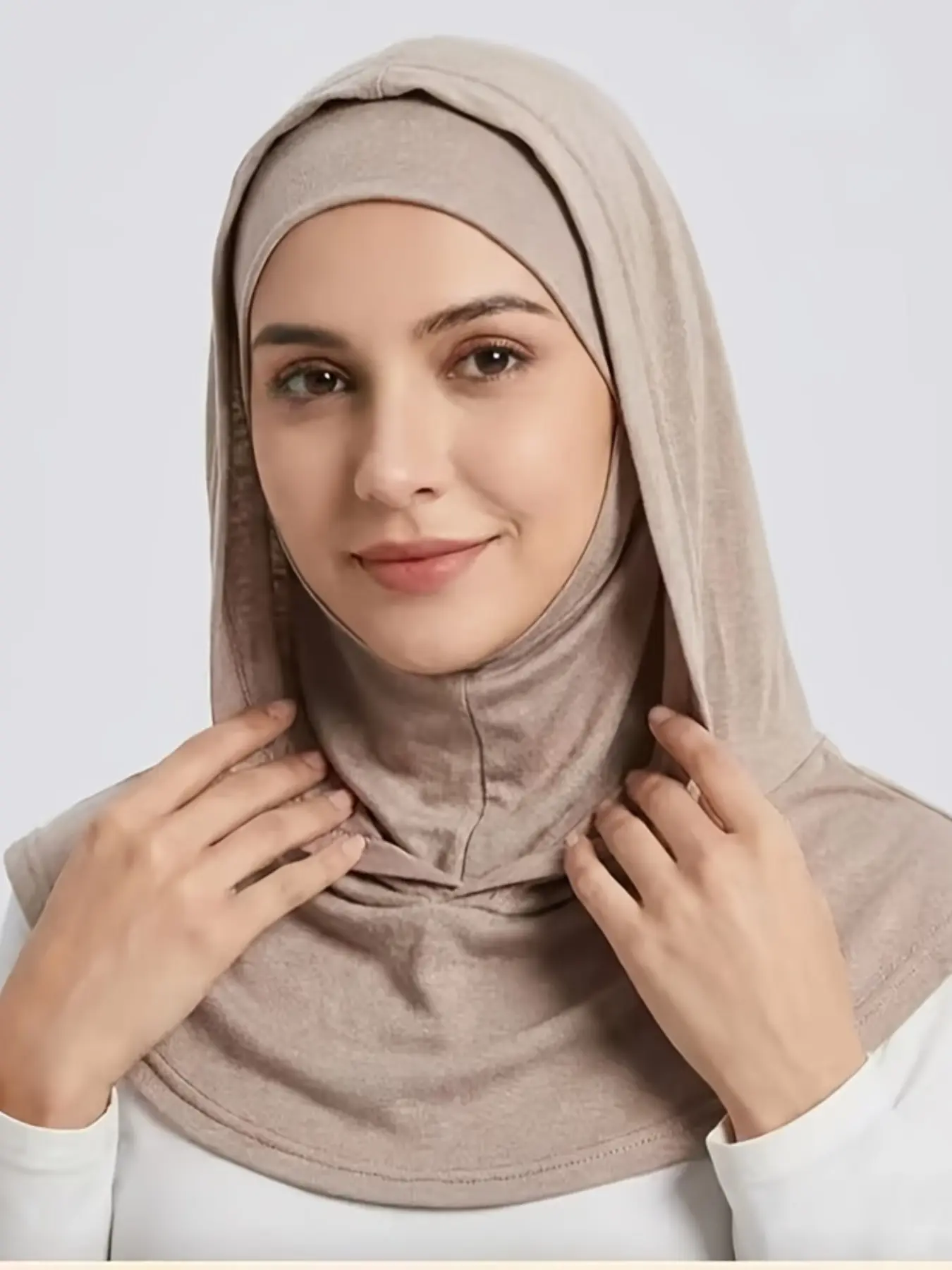 Ramadan Essential Muslim Elegant Modesty Headscarf, Eid Al-Fitr Comfortable Prayer Headwear, Simple and Stylish High-Quality Double-Layer Hooded Hijab