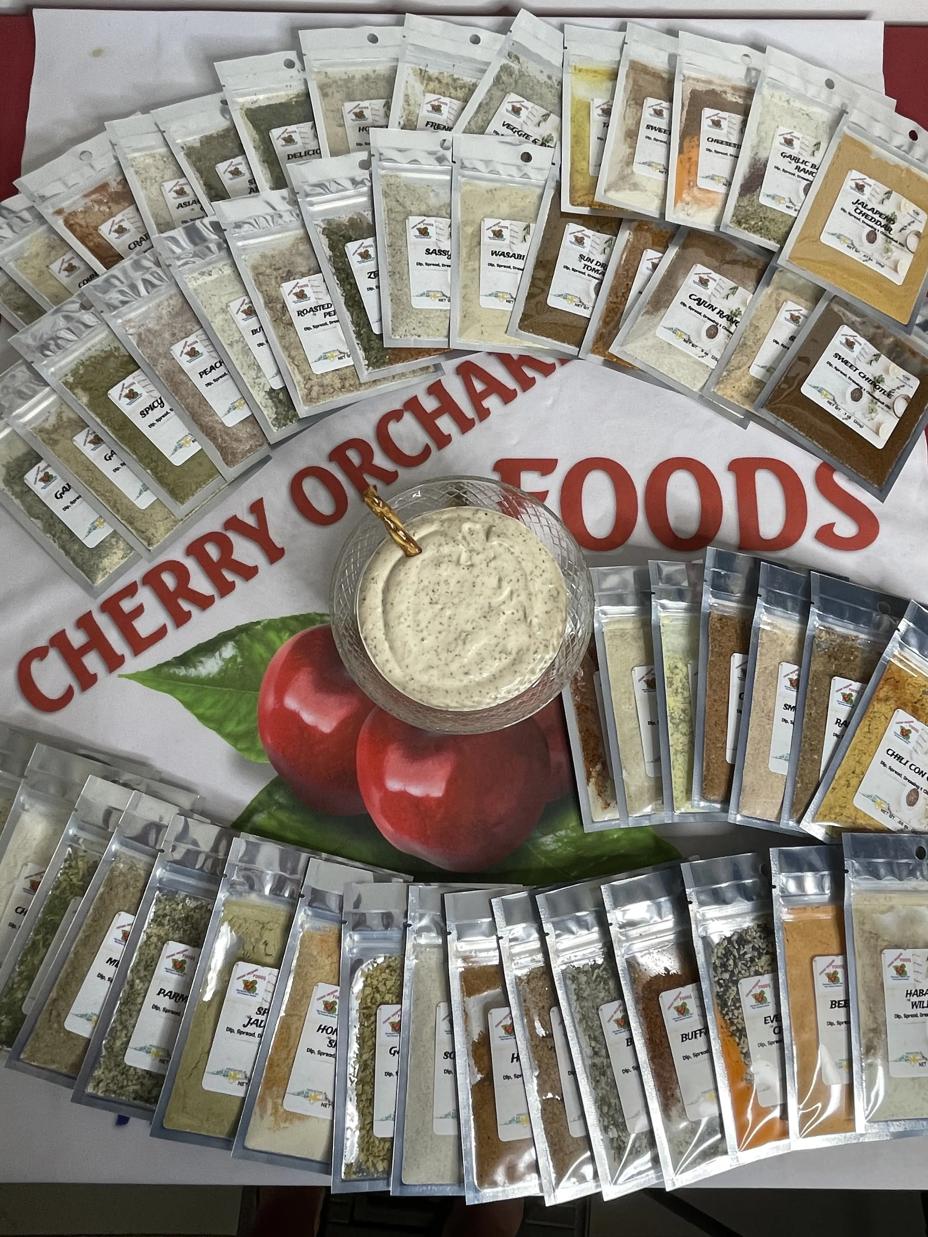Cherry Orchard Foods Gourmet Dip Mixes for Dips Cheeseballs Spreads Salad Dressings & Seasoning Packets 55 Flavor Line