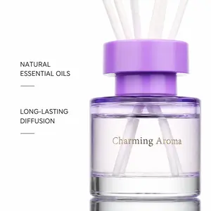 50ML Flameless Reed Diffuser, Long-Lasting Fragrance for Home Bedroom, Bathroom Deodorizer, Office Aroma Decor, Peach Blossom Scent