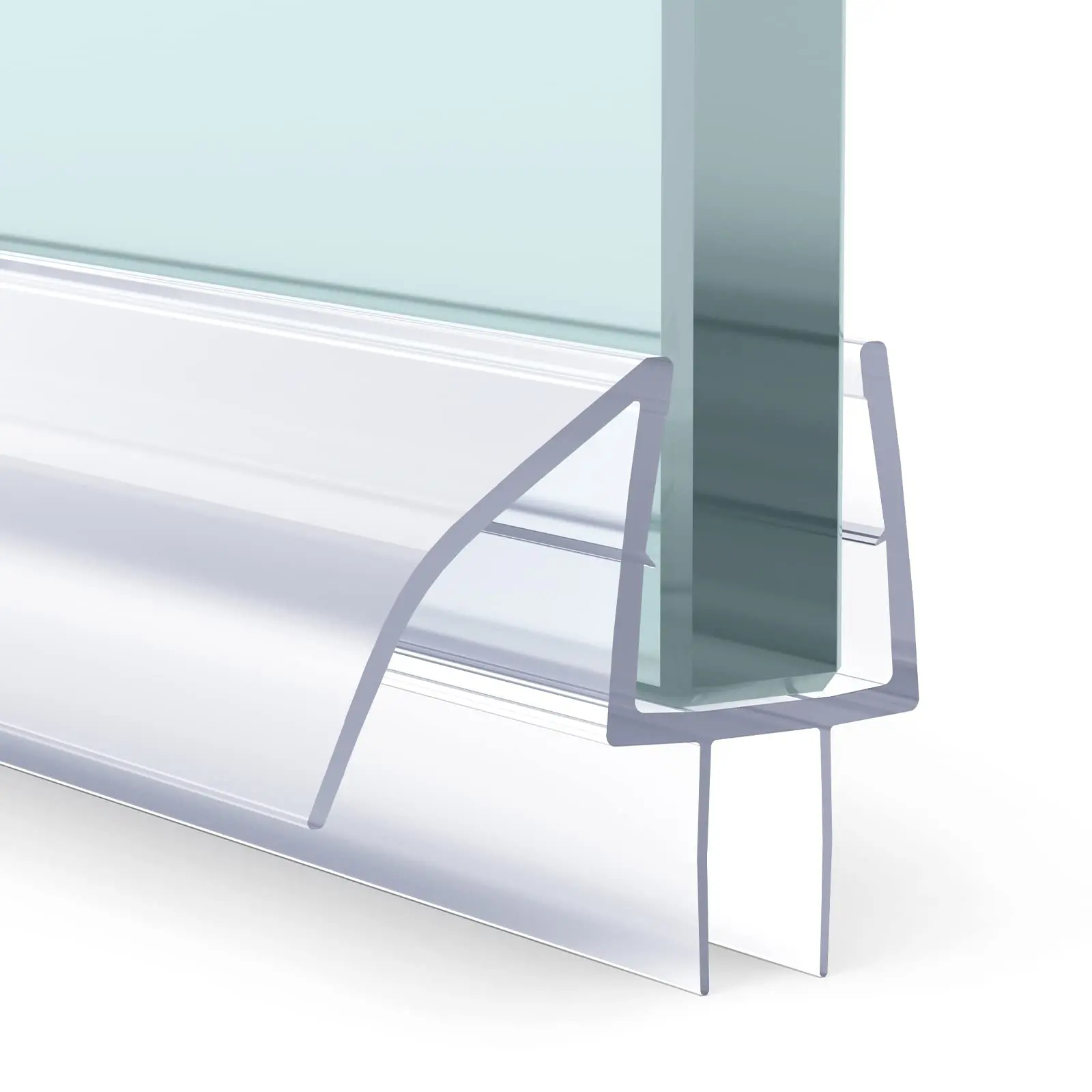AmazerBath PVC Frameless Shower Door Bottom Seal Strip - 3 Segmented 15.75in Pieces (47.25in Total) Kit with Sliding Door Sweeps, Soft Fin Glide, Toughness, Waterproof Great Water Barrier, No Deformation, Noise-Free Sliding, Prevents Water Leakage