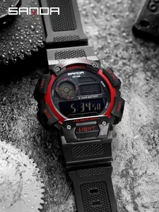 Sanda Fashion Waterproof Digital Watch for Youth, Dual Time, Stopwatch, Alarm, Luminous, Week Date, 12/24h, Casual Style, All Seasons, Sporty Waterproof Watch, Sports Digital Watch, Waterproof Electronic Watch