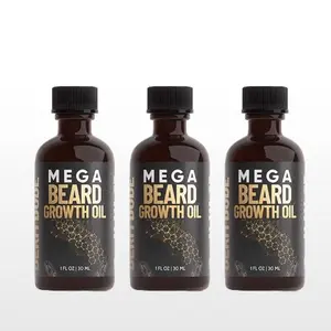 DERM DUDE Mega Beard Growth Oil with Peppermint Castor & Almond Oil Strengthens Hair Follicles Hydrates Fills Beard Patches Thinning Beard 2 oz Bottle - Blend Biotin Daily Growth Flakes Scent