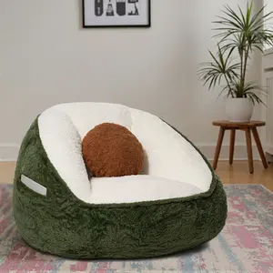 HOMMPA Bean Bag Chair Medium Size for Adults Teen Kids Comfy Faux Fur Bean Bag Couch with Back Support Stuffed Lazy Floor Sofa for Living Room Bedroom Dorm Avocado Green
