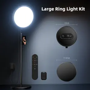 (Valentine's Deal) Weilisi Ring Light with Stand and Phone Holder, 13" Full-Screen Dimmable LED for Live Streaming/Makeup/Barber, 6500K Daylight, 79" Tripod & Wireless Remote