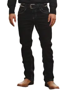 Men's Jeans Embroidered Vintage Style Casual Fashion Slim Fit Long Pants, Mid Waist Zipper Fly Denim Pocket for All Seasons Plain