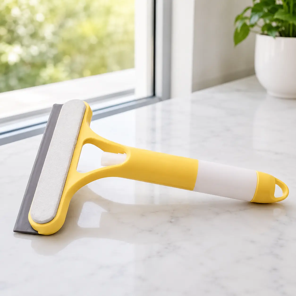 3-in-1 Design All-in-1 Silicone Squeegee with Blade - Single Unit Household Home Care Tool, Plastic Spray Bottle, Sponge, Wipe for Window, Mirror Cleaning, Rubber
