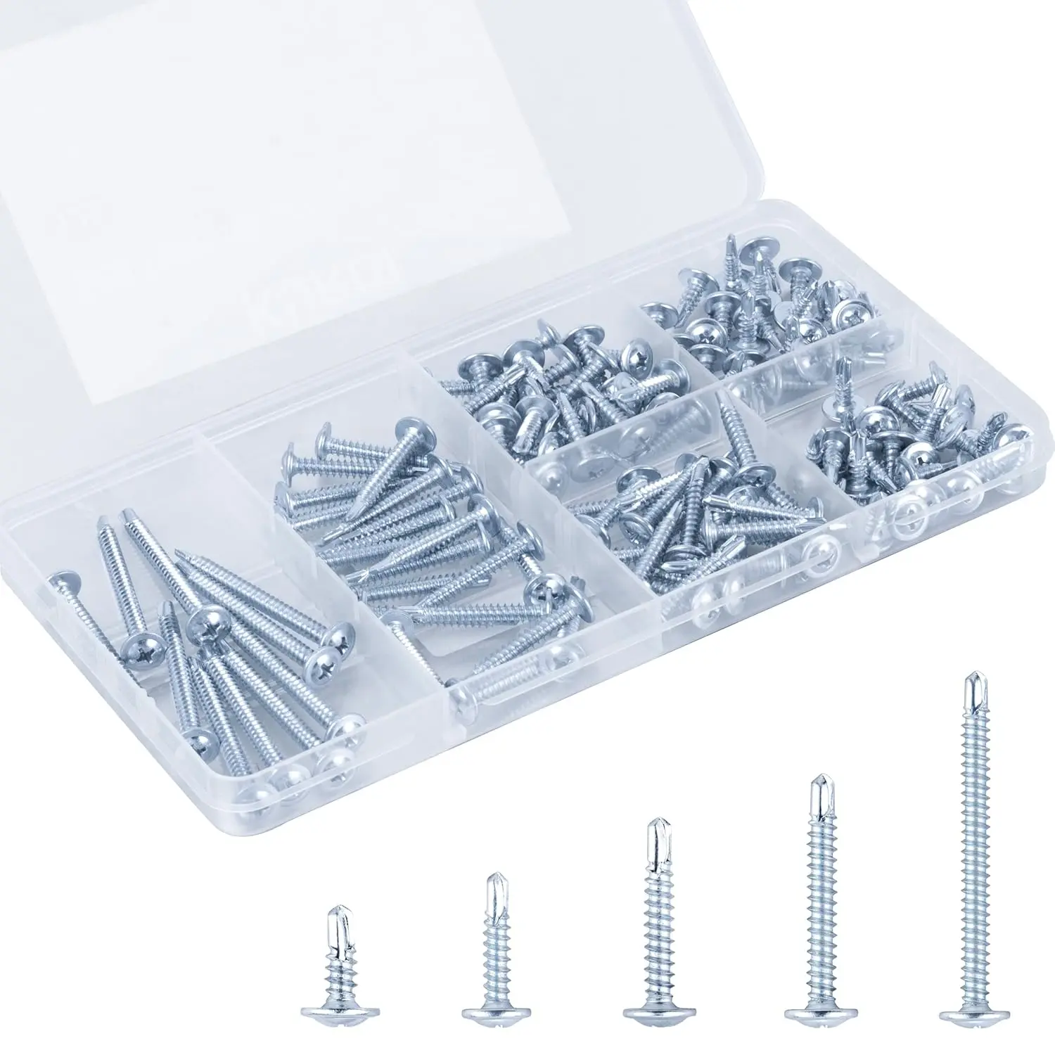 Self Tapping Screws Assortment Kit, #8 Sheet Metal Screws for Metal  & Plastic, 125 count Galvanized Pan  Self Drilling Screws in 5 Sizes (1/2, 3/4, 1-1/4, 1in, 2in)