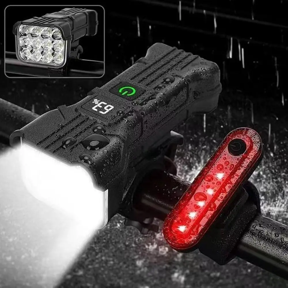 Bike Lights Set, USB Rechargeable Bicycle Light Front & Back, 1000 Lumen Bicycle Headlight and Rear Taillight with Turn Signal & Horn, Waterproof and 5 Lighting Modes for Night Cycling Road Mountain