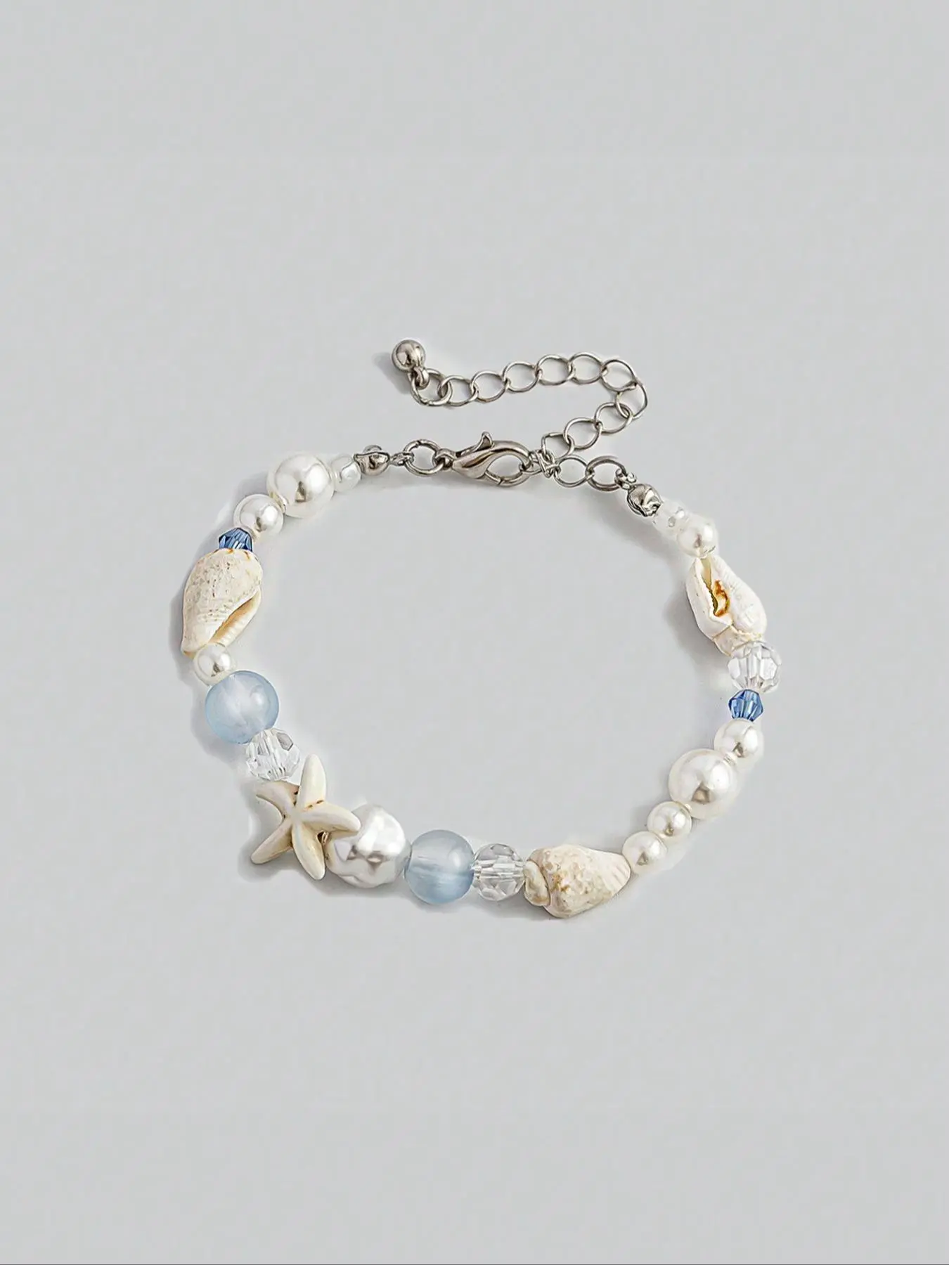 Boho Style Shell & Starfish & Faux Pearl Decorated Bracelet, Fashionable Jewelry for Women & Girls, Pretty Bracelet, Trendy All-match & Exquisite Jewelry for Birthday Gift, Trendy Jewellery Accessories, Pearl Beaded Bracelet, Aesthetic Jewelry