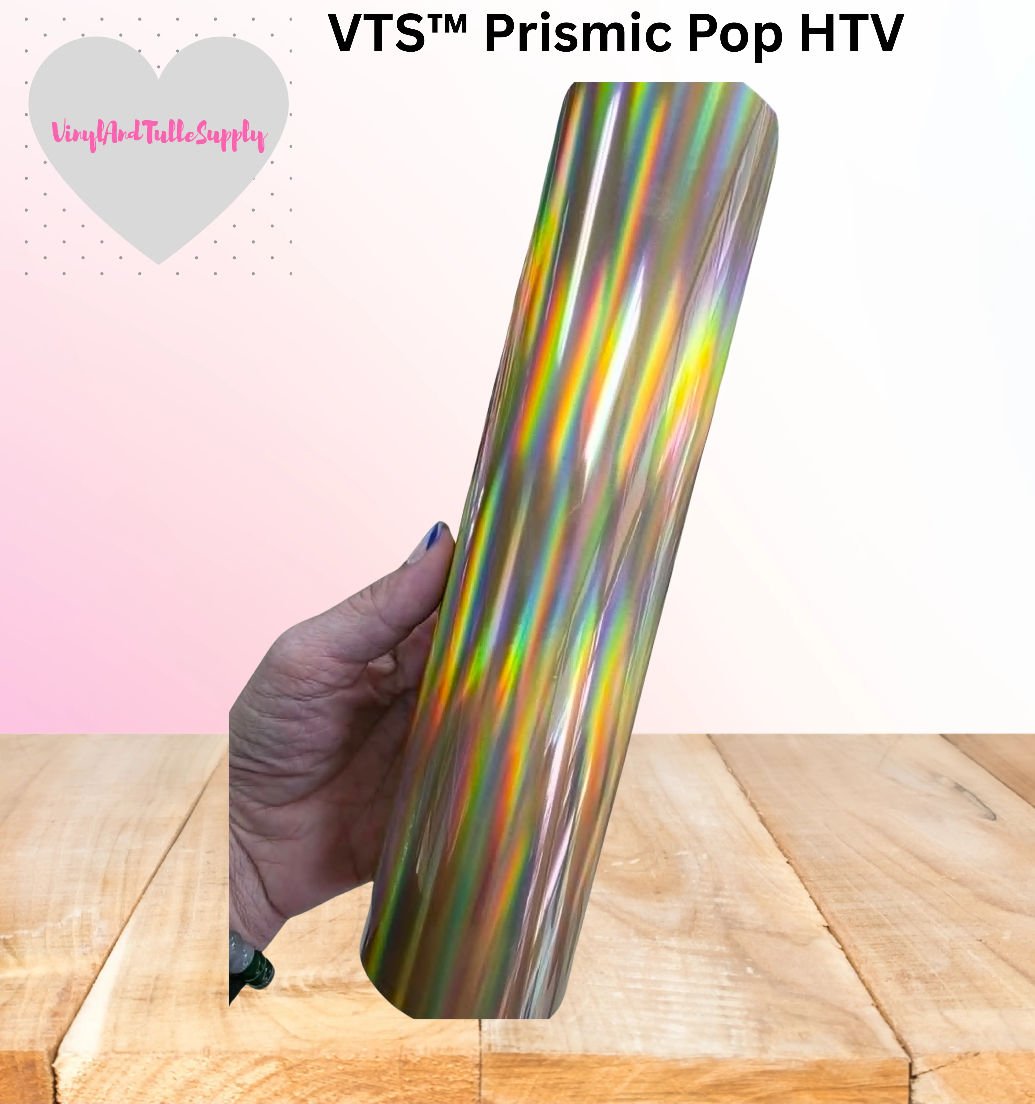 VTS™ Prismatic Pop HTV - 3D Holographic Polyurethane Heat Transfer Vinyl, Gold Craft Supplies, Cuts Clean and Weeds for DIY Projects, Custom Small Business Apparel
