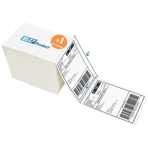 Fanfold 4 x 6 Direct Thermal Labels White Perforated Shipping Labels, 500pcs per Stack, 1 Stack