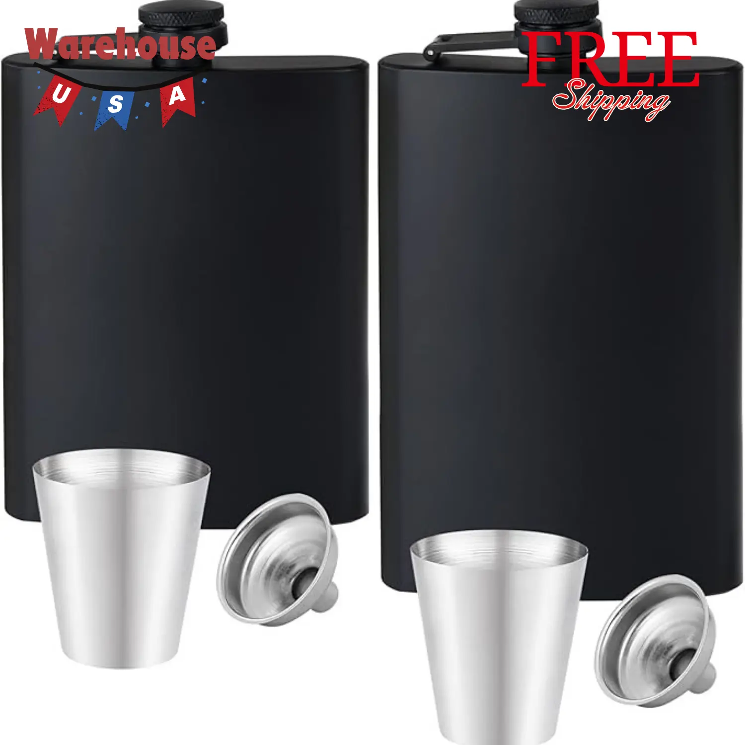 12oz+8oz Flask for Liquor for Men Matte Black