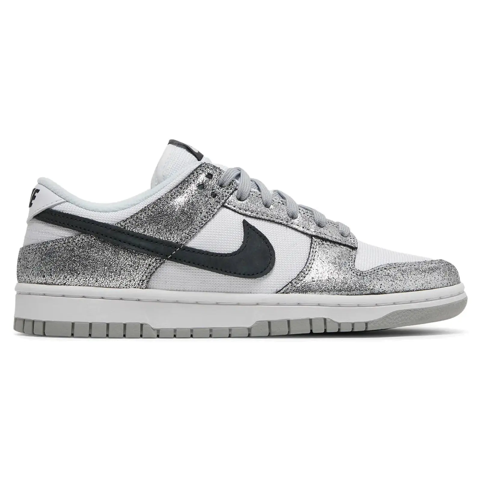 Nike Dunk Low Golden Gals Metallic Silver Women's Authentic Shoes DO5882-001, Black Glitter, Comfortable Casual Trainers, Trendy Fashion Sneaker
