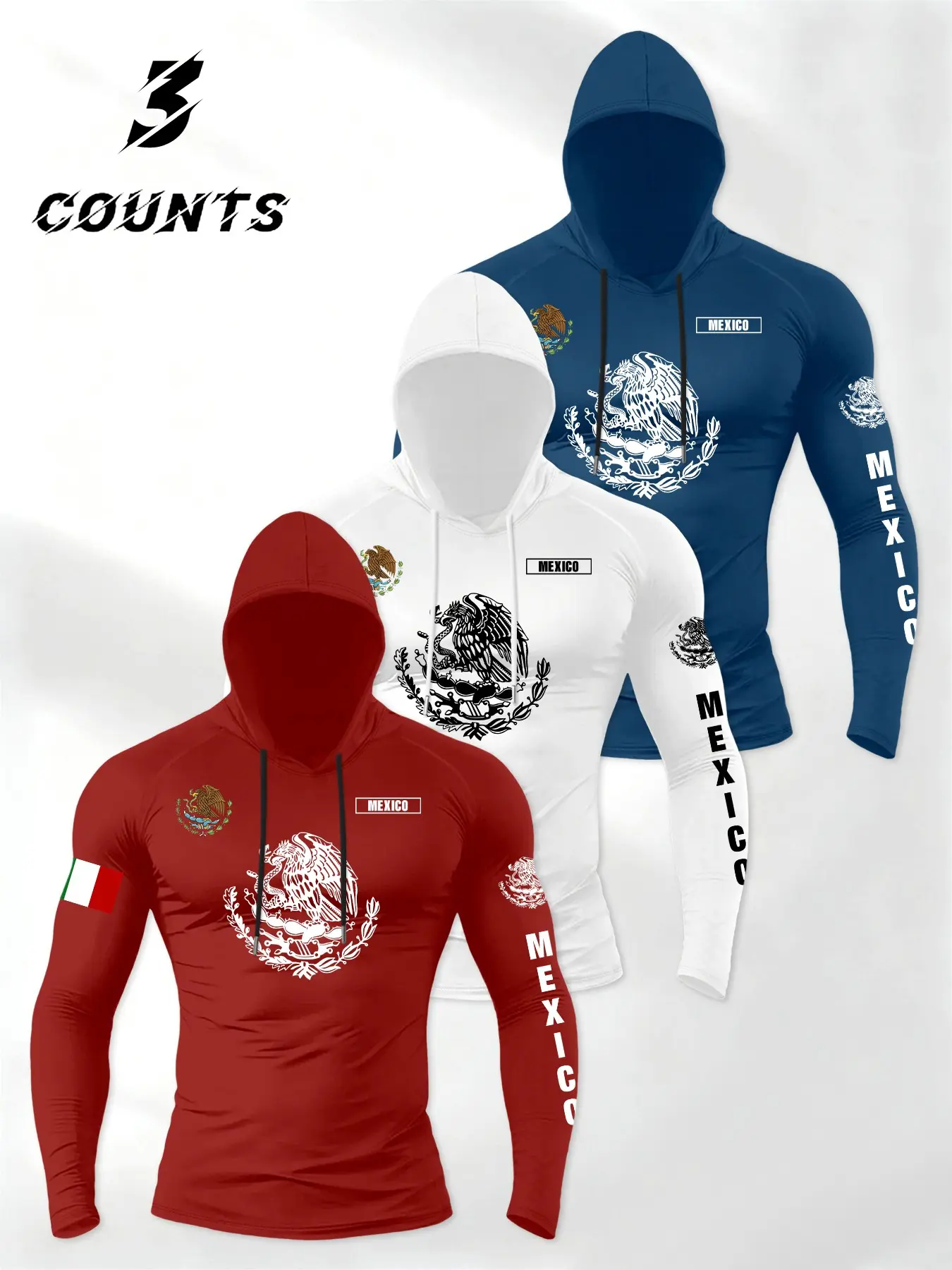 Men's Street Style Streetwear Hooded Sweatshirt Set, Hoodies Set, Hoodie And Sweatshirt, Graphic Print Hoodie, Long Sleeve Regular Fit, Mexican Eagle Snake Pattern Print, Casual T-Shirt Top, Perfect Gift