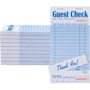 Guest Check Pads for Servers - Thick Paper (10 Pads), 500 Orders Total, Waitress Notepad for Restaurants (Blue, 6.75"x3.5"), 50 Sheets/Pack
